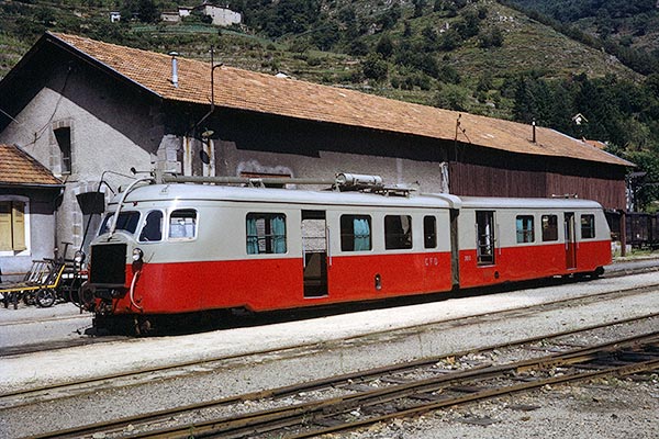 Vivarais Billiard diesel railcar 223 at Cheylard in 1968