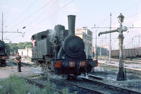 Italian State Railways 0-6-0T 835 210 is seen at Napoli depot