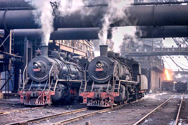 SY class 2-8-2's 0441 and 0902 at Anshan steelworks