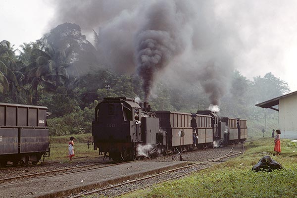 Indonesian Railways rack 0-10-0T's E1052 and E1051 at Kajutanam