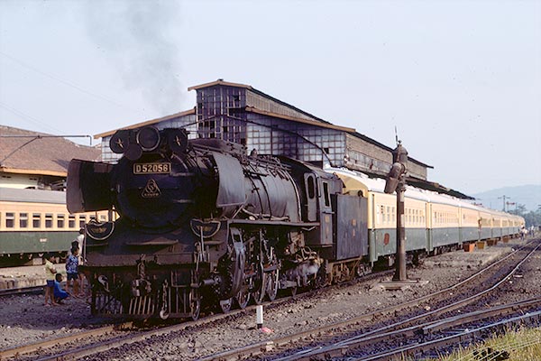 Indonesian Railways 2-8-2 D52056 waits to leave Purwokerto