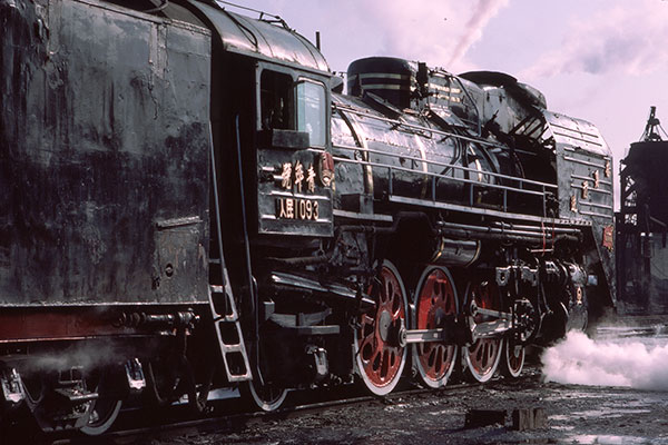 Clean steam locos at Qiqihar depot