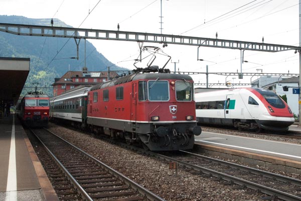 Trains at Arth Goldau - Gotthard route