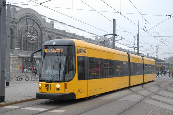 Dresden trams in winter