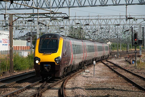 Trains at Stafford in the summer