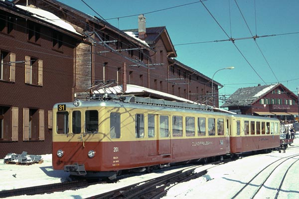 Jungfraubahn (JB) BDhe 2/4 201 at Jungfraujoch